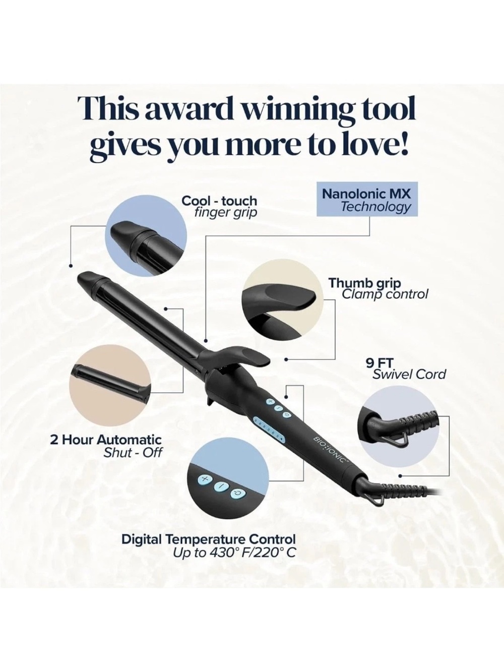 Bio Ionic 1.25 Long Barrel Curling Iron No Box - Picture 4 of 6